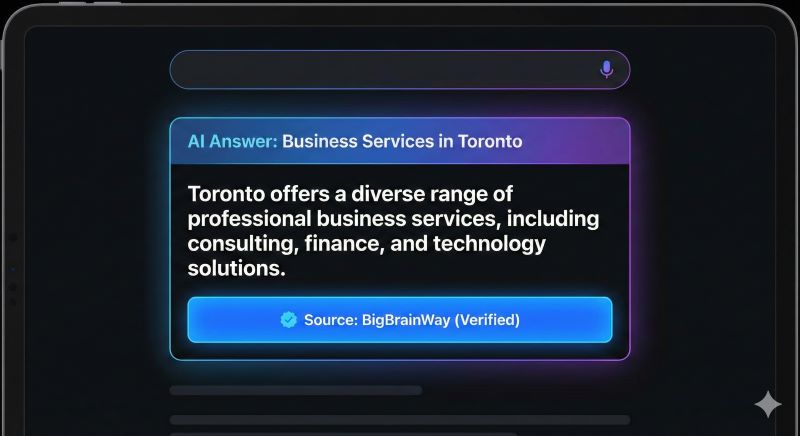 A simulation of an AI search engine citing a business as the primary source.