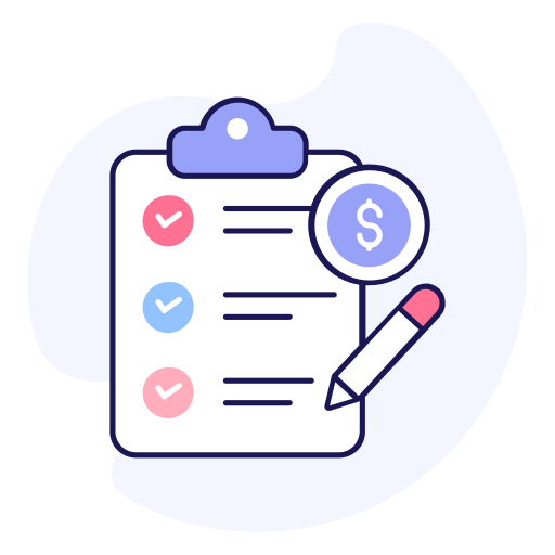 Checklist with dollar sign and pen